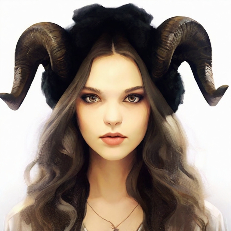 Girl wearing ram horns